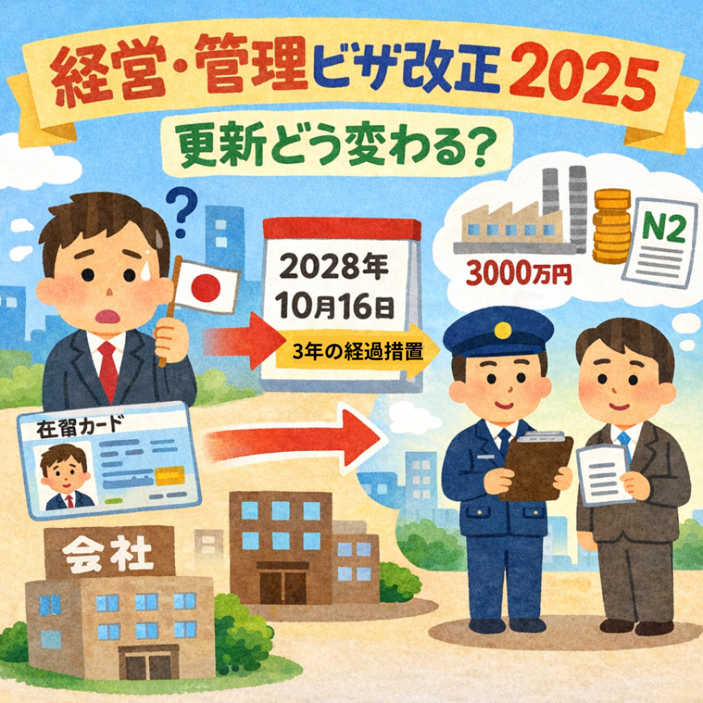 【経営・管理ビザ改正2025】更新はどう変わる？まず押さえる全体像と経過措置
